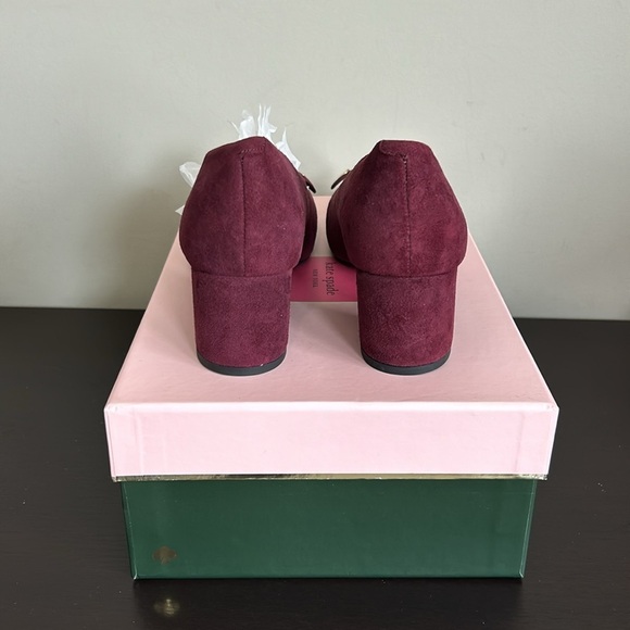 Kate Spade Benice Pumps Suede Cherry Platform Heel Leather Sz 7 NEW - Picture 6 of 10